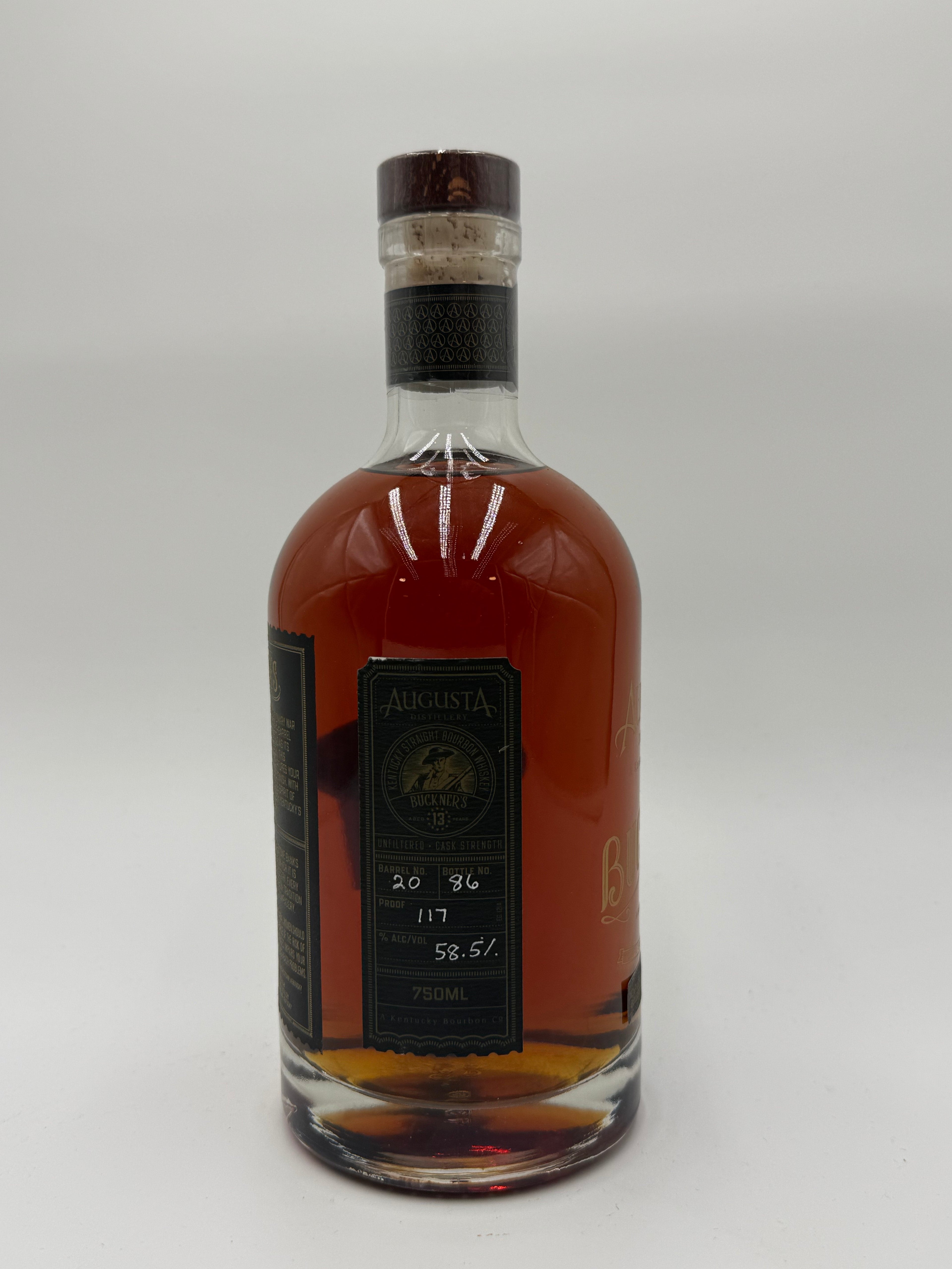 Augusta Distillery Buckner's Single Barrel Bourbon 13 Year Barrel 20 117 Proof Original Release